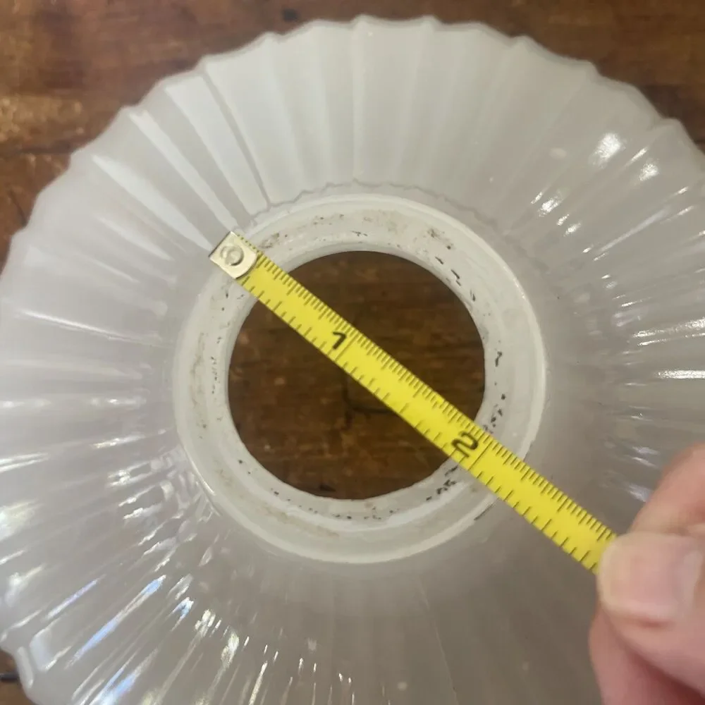Vintage Opalescent Ribbed Milk Glass Pendant Light Shade Antique Opaline Bell~9